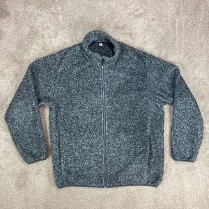 Uniqlo Fleece Jacket Women Large Charcoal Gray Textured Full Zip Pockets Outdoor